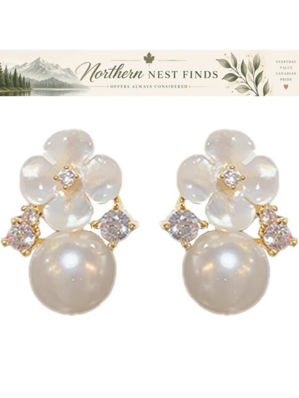 Crystal Stud & Pearl Dangle Earrings Hypoallergenic Lightweight Women